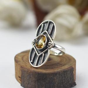 925 estampillé en argent Sterling massif fait à la main bague meilleur Design naturel concepteur pierres précieuses Citrine Spinner pour les mariages coupe ovale - Product Image 2
