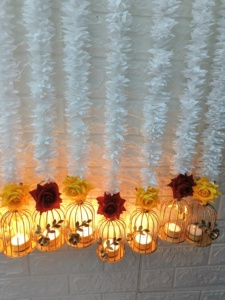 Bougeoir décoratif avec jasmin blanc pour décoration de la maison, décoration de la nuit Diwali, nouvel an, noël, décoration de pendaison de crémaillère - Product Image 2