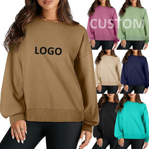Venta al por mayor de encargo del logotipo de las mujeres de invierno 100% algodón Streetwear frente Sudadera con capucha con cuello alto y mangas largas - Product Image 1