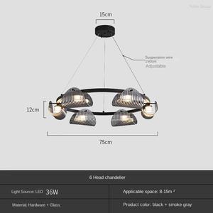 โคมไฟระย้าแก้วลายแนวตั้งสไตล์มินิมอลแบบอิตาลีใหม่ โคมไฟห้อยเพดานห้องรับประทานอาหารที่ทันสมัยเรียบง่าย - Product Image 6