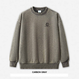 Sudadera de hombre pesado lavada con ácido, sudadera personalizada de marca de moda, estampado LAVADO DE Color sólido, estilo de cuello redondo frito salteado - Product Image 4