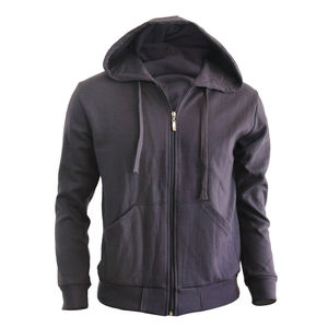 Sweat-shirt à capuche zippé en coton épais unisexe Sweat-shirt surdimensionné avec logo personnalisé pour hommes brodé et teint uni pour l'hiver - Product Image 5