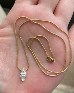 จี้เพชรเม็ดเดี่ยวทรงตัดรูปมาคีส์จี้เพชรสำหรับสุภาพสตรีสีทอง - Product Image 2