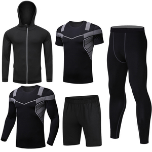 Venta al por mayor apretado gimnasio ropa deportiva poliéster algodón Fitness desgaste negro Spandex hombres deporte entrenamiento transpirable ropa de entrenamiento - Product Image 1