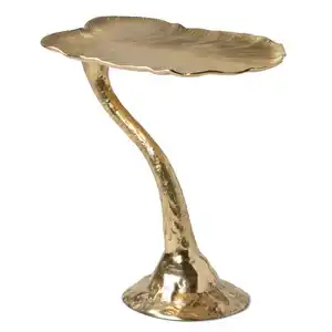 Meja samping dekoratif aluminium daun teratai kuningan besar yang dapat digunakan sendiri atau dikelompokkan bersama-sama untuk membentuk meja kopi yang unik