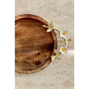 Cuenco de madera redondo de diseño antiguo con flor de Metal dorado, cuenco para servir sopa para accesorios de utensilios de cocina a buen precio - Product Image 3