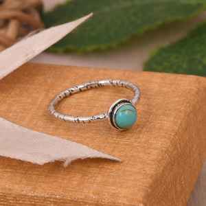 Kingman <b>Turquoise</b> Sterling Silver <b>Ring</b> Handmade Bohemian Gemstone Jewelry Artisan <b>Turquoise</b> <b>Ring</b> Unique Gift for Her - Product Image 1