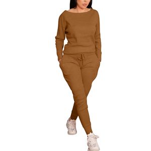ชุดวอร์ม2ชิ้นสำหรับผู้หญิงเสื้อแขนยาวและกางเกงวิ่งระบายอากาศชุดเสื้อนอกทอสำหรับฤดูหนาว - Product Image 1