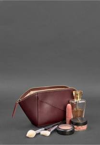 Large Leather LCB-0033 Portable Makeup <b>Bag</b> Anti-Dust Waterproof with Zipper Closure <b>Travel</b> <b>Cosmetic</b> <b>Bag</b> Strap Opens Flat Lay - Product Image 6