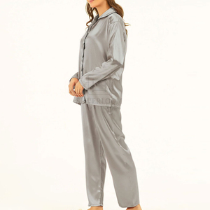 Vêtements de nuit en satin confortables et respirants Pyjamas en soie pure Douceur pour la peau Ensembles de vêtements de nuit pour femmes Véritable pyjama en soie - Product Image 2