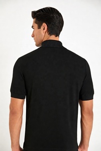 Polo pour homme de qualité supérieure à manches courtes avec fermeture éclair, fabriqué sur commande, en tissu piqué extensible confortable, décontracté - Product Image 2