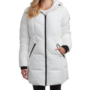 Veste d'hiver pour femme, haute qualité, coupe-vent, à capuche, longue, rembourrée, 100% duvet de canard, mélange nylon et élasthanne. - Product Image 2