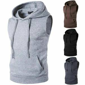 Unisex Cotton Pullover <b>Hoodie</b> Custom Logo Embroidery Wholesale 100% Cotton Puff Printing Spring Style <b>Sleeveless</b> Fashion OEM - Product Image 3