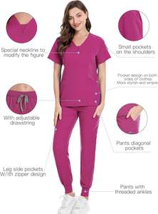 Ensembles de costumes de gommage en gros de qualité supérieure Uniformes médicaux d'hôpital Médecins Infirmières Logo personnalisé Vêtements d'allaitement - Product Image 3