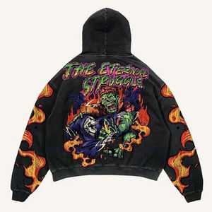 Survêtement imprimé bouffant personnalisé Streetwear noir Ensemble pantalons de survêtement et sweats à capuche Hip Hop survêtement bouffant 3d pour hommes - Product Image 4