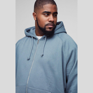 เสื้อสเวตเตอร์มีฮู้ดมีซิปสำหรับผู้ชาย, เสื้อกันหนาวผ้าฝ้ายออร์แกนิกมีฮู้ดและกางเกงโอเวอร์ไซส์ - Product Image 6