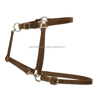 100% cuir véritable noir ou marron licol licou de course de chevaux en plein cob avec double boucle réglable en laiton robuste - Product Image 5