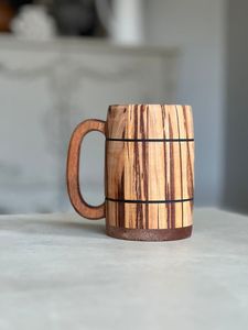 TAZA DE CERVEZA DE MADERA HECHA A MANO TANKHARD CON MANGO DE MADERA Jarra de cerveza al por mayor y hecha a mano para el hogar y el restaurante para - Product Image 3