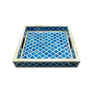 Bandeja de servicio de resina elegante hecha a mano de borde liso para bebidas, exhibición de alimentos, cocina, mesa de comedor para exportación mundial desde la India - Product Image 5