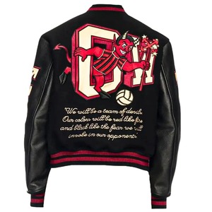 Chaqueta universitaria de lana personalizada a granel con bordado completo, chaqueta con letras retro de moda para uso promocional y minorista - Product Image 4