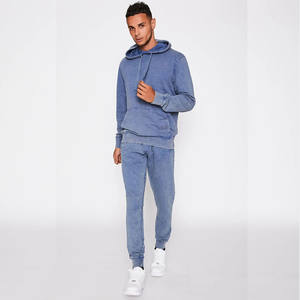 Chándal de felpa francesa con lavado ácido XL para hombre, ropa de calle personalizada, Sudadera con capucha, pantalones de chándal, detalle de diamantes de imitación, pantalones cortos de invierno del fabricante - Product Image 1