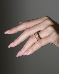 Bague éternité en argent sterling 925 diamants Moissanite taille émeraude plaqué or bijoux fins pour fête anniversaire de mariage - Product Image 2