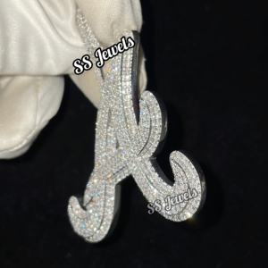 Personalizado 925 plata esterlina VVS Moissanite Iced Hip Hop rodio plateado personalizado inicial alfabeto colgante diamante para fiesta - Product Image 3