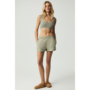 GRIMELANGE CARROL Women's Embroidery Embroidered <b>Elasticated</b> <b>Waist</b> 3 Yarn Organic Cotton Relaxed Shorts - Product Image 4