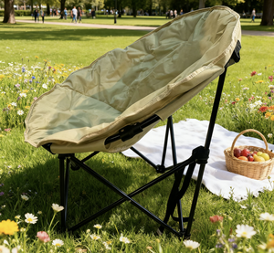 Chaise pliante ergonomique rembourrée, cadre en fer portable pour la plage, le <span class=keywords><strong>camping</strong></span> et les loisirs sur le balcon - Product Image 4