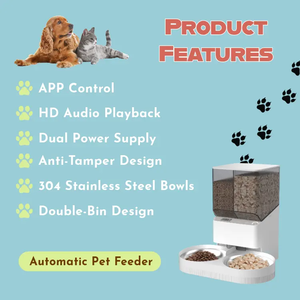 Comedero automático para perros con cuencos dobles y capacidad de 5,5 l para comidas diarias - Product Image 4