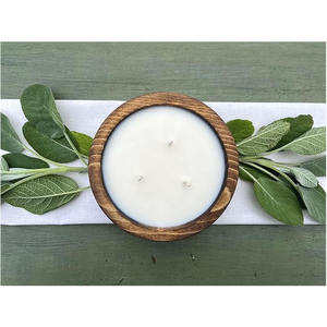 Bol à bougie rond en bois de manguier finition naturelle pour la décoration de la maison et les cadeaux de mariage - Product Image 3