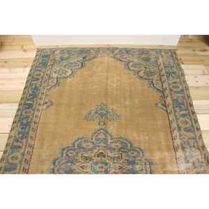 Alfombra Vintage de 4.8x7.9 pies (146x242 cm), Alfombra Turca Azul con Diseño Floral - Product Image 3