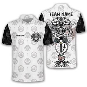 Chemise de sublimation respirante pour joueur de fléchettes imprimée sur mesure avec nom et numéro du logo de l'équipe, parfaite pour une utilisation en club ou en ligue - Product Image 4