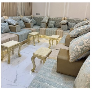 โซฟาสไตล์มาจลิสแบบอาหรับ ดีไซน์คลาสสิก ชุดห้องนั่งเล่นหรูหรา ที่นั่งเข้ามุมสุดหรู ดีไซน์ประหยัดพื้นที่ - Product Image 1