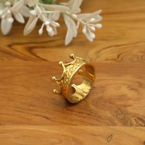Gold Crown <b>Ring</b> Princess Band Royal <b>Statement</b> Queen Jewelry Gift for Her, Minimalist women accessories. - Product Image 3