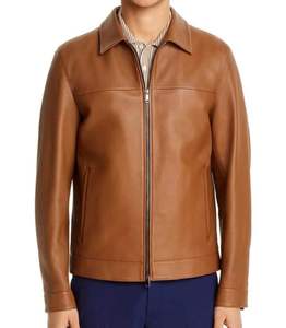 100% Genuine Leather Shirt Style <b>Slim</b> <b>Fit</b> Breathable Viscos Lining Zipper Closure Wholesale <b>Men</b> Winter Fashion Leather <b>Jacket</b> - Product Image 1