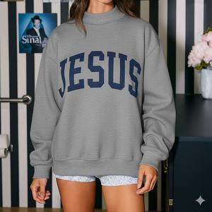 Sudadera extragrande con cuello simulado de poliéster/algodón para mujer con logotipo personalizado de invierno 2025 con posición frontal del logotipo - Product Image 1