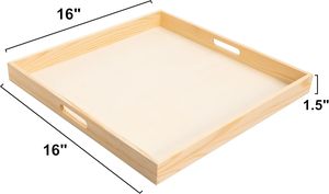 Plateaux de service de mariage traditionnels en bois avec poignées découpées, forme et taille personnalisées non finies pour la décoration de la maison et la gravure - Product Image 4