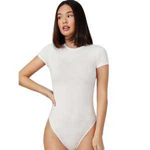 Kivotech Custom logo Women's Round Neck Short Sleeves <b>Slim</b> Fit Casual <b>Bodysuit</b> With High Quality - Product Image 1