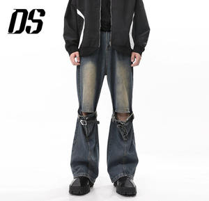 Мужские джинсы DS в уличном стиле, рваные, дышащие, с вышивкой в виде бриллиантов, модные, весенние - Product Image 1
