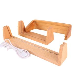 Solid Wood Luminous Acrylic Calendar Base U-shaped Base Postcard Photo Frame Base LED Desktop <strong>Christmas</strong> <strong>Decoration</strong> - Product Image 2