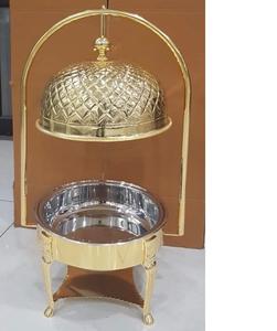 Embossed Design Gold Plated Copper Chafing <b>Dish</b> <b>Stand</b> Food Warmer Buffet Serving Catering <b>Dish</b> Hot Water Circulation Energy Star - Product Image 4