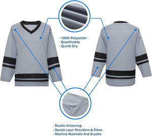 Camisetas de hockey sobre hielo personalizadas al por mayor, OEM ODM y uniforme de equipo, tela de secado rápido, poliéster duradero, impresión por sublimación, calidad profesional - Product Image 3