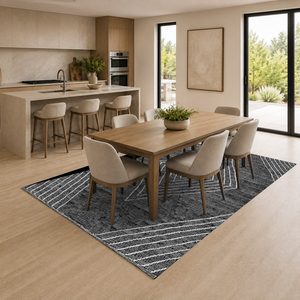 RUGS DEPOT LXDP-0968 Wholesale Charcoal Grey Modern Vintage Digital Printed Machine Washable Chenille Area Rug Non <b>Slip</b> - Product Image 4