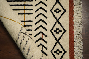 Handmade Modern Wool <b>Rug</b> Plush Handwoven Carpet for Whimsy <b>Boho</b> Interiors Washable and Home Use Friendly - Product Image 6
