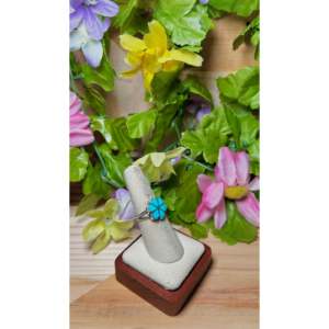 Zuni Handmade Fine Jewelry Kingman Turquoise & Sterling <b>Silver</b> Cluster <b>Statement</b> <b>Ring</b> for Everyday Wear - Product Image 2