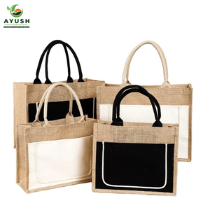 Ecofriendly shop bag made of <b>jute</b> with cotton incorporated customizable bags for marketing - Product Image 2