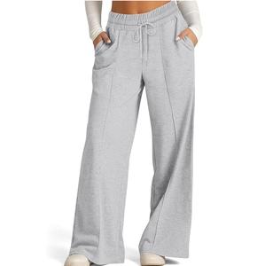 Plus Size Trouser <b>Pants</b> Women's Clothing Grey Fleece Drawstring Loose Sweatpants Breathable Casual Elastic High Waist Stretch - Product Image 3