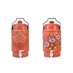 Jarra de agua de terracota Natural 100% con diseño liso de paja para gimnasio y viajes Propiedades alcalinas y refrescantes - Product Image 1