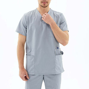2025 OEM Medicos Unisex logotipo personalizado de punto 100% traje de algodón conjunto de moda uniformes médicos de enfermería enfermera Scrubs Top - Product Image 4